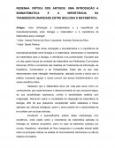 RESENHA CRÍTICA DOS ARTIGOS: UMA INTRODUÇÃO A BIOMATEMATICA E A IMPORTÂNCIA DA TRANSDISCIPLINARIDADE ENTRE BIOLOGIA E MATEMÁTICA