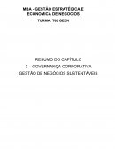 RESUMO DO CAPÍTULO 3 – GOVERNANÇA CORPORATIVA GESTÃO DE NEGÓCIOS SUSTENTÁVEIS