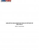 QUALIDADE DE ÁGUA ANÁLISE DA QUALIDADE DAS ÁGUA DO ESTADO DE SÃO PAULO