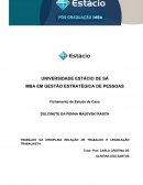 TRABALHO DA DISCIPLINA RELAÇÃO DE TRABALHO E LEGISLAÇÃO TRABALHISTA