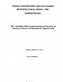 Atividade Prática Supervisionada da Disciplina de Liderança, Cultura e Comportamento Organizacional