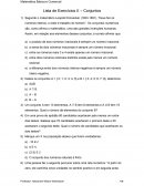 Matemática: Lista de Exercícios II – Conjuntos