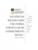 AS CIÊNCIAS SOCIAIS COMO UMA FORMA PARTICULAR DE CONHECIMENTO SOCIAL
