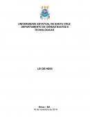 DEPARTAMENTO DE CIÊNIAS EXATAS E TECNOLÓGICAS  LEI DE HESS