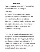 Exercícios Extraclasse Sobre Cadeia e Teia Alimentar e Fluxo de Energia