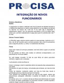 INTEGRAÇÃO DE NOVOS FUNCIONÁRIOS