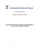 RELATÓRIO DO ESTÁGIO CURRICULAR OBRIGATÓRIO lI – Anos Iniciais do Esnsino Fundamental