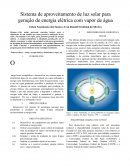 SISTEMA DE APROVEITAMENTO DE LUZ SOLAR PARA GERAÇÃO DE ENERGIA ELÉTRICA COM VAPOR