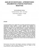 ANÁLISE DE DISCIPLINAS – APRESENTANDO ARGUMENTOS E PONTOS POSITIVOS E NEGATVOS