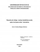 A JUSTIÇA TRABALHISTA ACEITA AÇÃO CÍVEL PARA EVITAR HONORÁRIOS