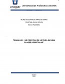 TRABALHO: “AS PRÁTICAS DE LEITURA EM UMA CLASSE HOSPITALAR”