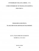 TRABALHO DA DISCIPLINA PLANEJAMENTO DE SISTEMAS DE TRANSPORTE