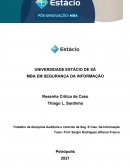 Trabalho da Disciplina Auditoria e Controle de Seg. E Clas. Da Informação