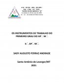 OS INSTRUMENTOS DE TRABALHO DO PRIMEIRO GRAU APRENDIZ DE MAÇOM