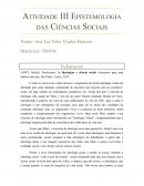 Fichamento de Epistemologia das Ciências Sociais