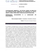 CONTABILIDADE AMBIENTAL: UM ESTUDO SOBRE OS IMPACTOS DAS DEMONSTRAÇÕES AMBIENTAIS NAS EMPRESAS DE CAPITAL ABERTO, TENDO COMO BASE O ÍNDICE DE SUSTENTABILIDADE EMPRESARIAL ISE–BOVESPA E A VIABILIDADE DE INVESTIMENTO.