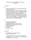 A LISTA DE EXERCICIOS ECONOMETRIA/ ESTATISTICA ECONOMICA