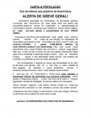 CARTA À POPULAÇÃO ALERTA DE GREVE GERAL