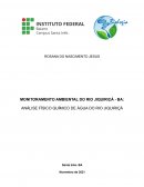 Monitoramento do Rio Jiquiriçá- BA Anlise Fisíco e Quimíca Água do Rio Jiquiriçá