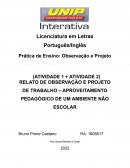 O RELATO DE OBSERVAÇÃO E PROJETO DE TRABALHO