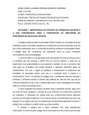 ATIVIDADE I: IMPORTÂNCIA DO ESTÁGIO NA FORMAÇÃO DOCENTE E A SUA CONTRIBUIÇÃO PARA A CONSTRUÇÃO DA IDENTIDADE DO PROFESSOR DE EDUCAÇÃO INFANTIL.