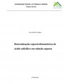 A Determinação Espectrofotométrica de Ácido Salicílico em Solução Aquosa