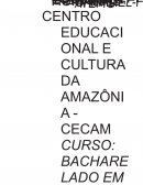 CENTRO EDUCACIONAL E CULTURA DA AMAZÔNIA - CECAM CURSO: BACHARELADO EM DIREITO DISCIPLINA: METODOLOGIA CIENTIFÍCA