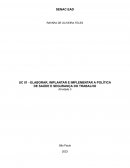 A Elaborar, Implantar E Implementar A Política De Saúde E Segurança Do Trabalho