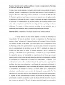 Resumo: Questão Social E Políticas Públicas: Revendo O Compromisso Da Psicologia De Autoria De Oswaldo H. Yamamoto