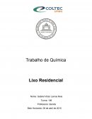 O Lixo Residencial - Trabalho De Química