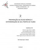 Relatório - Química Experimental - Preparação do ácido bórico e determinação do seu ponto de fusão